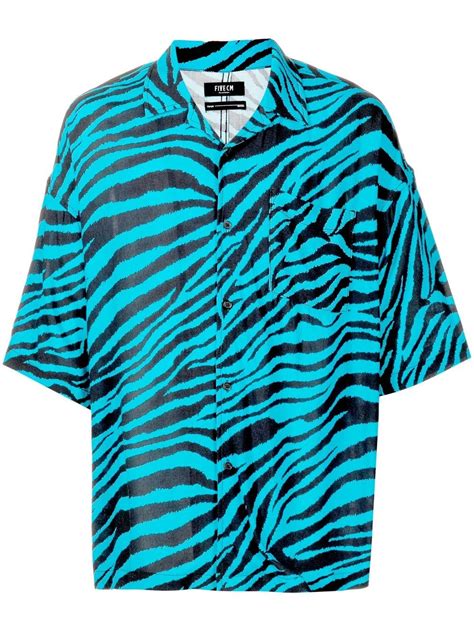 Prada Zebra Print Short Sleeve Shirt in Animal Print Cotton IT42